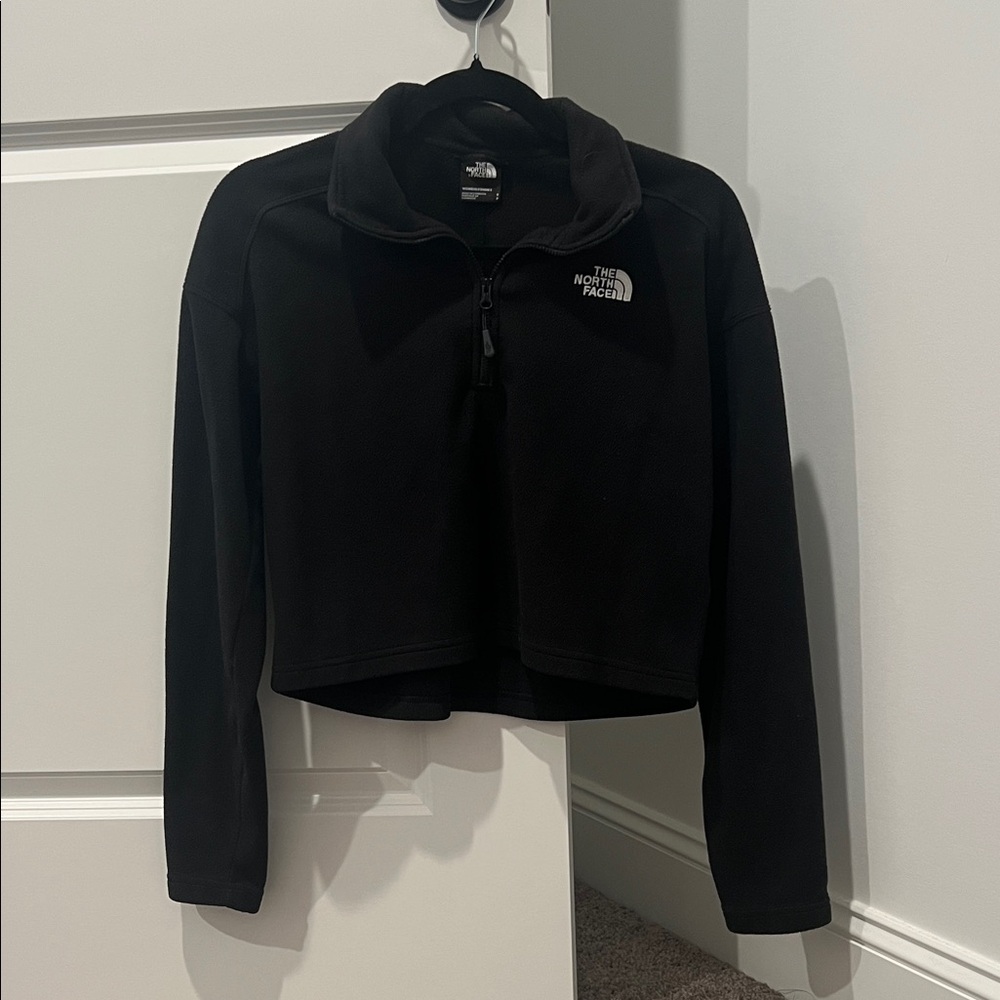 North Face Black Fleece Cropped Quarter Zip